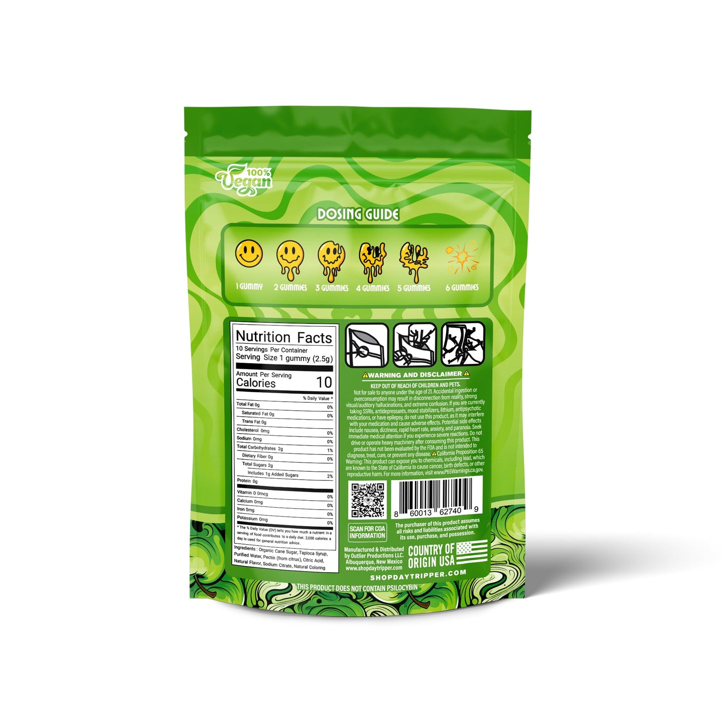 10ct Sour Apple Adventure Mushroom Gummies Case of 10 - Tree Spirit Wellness