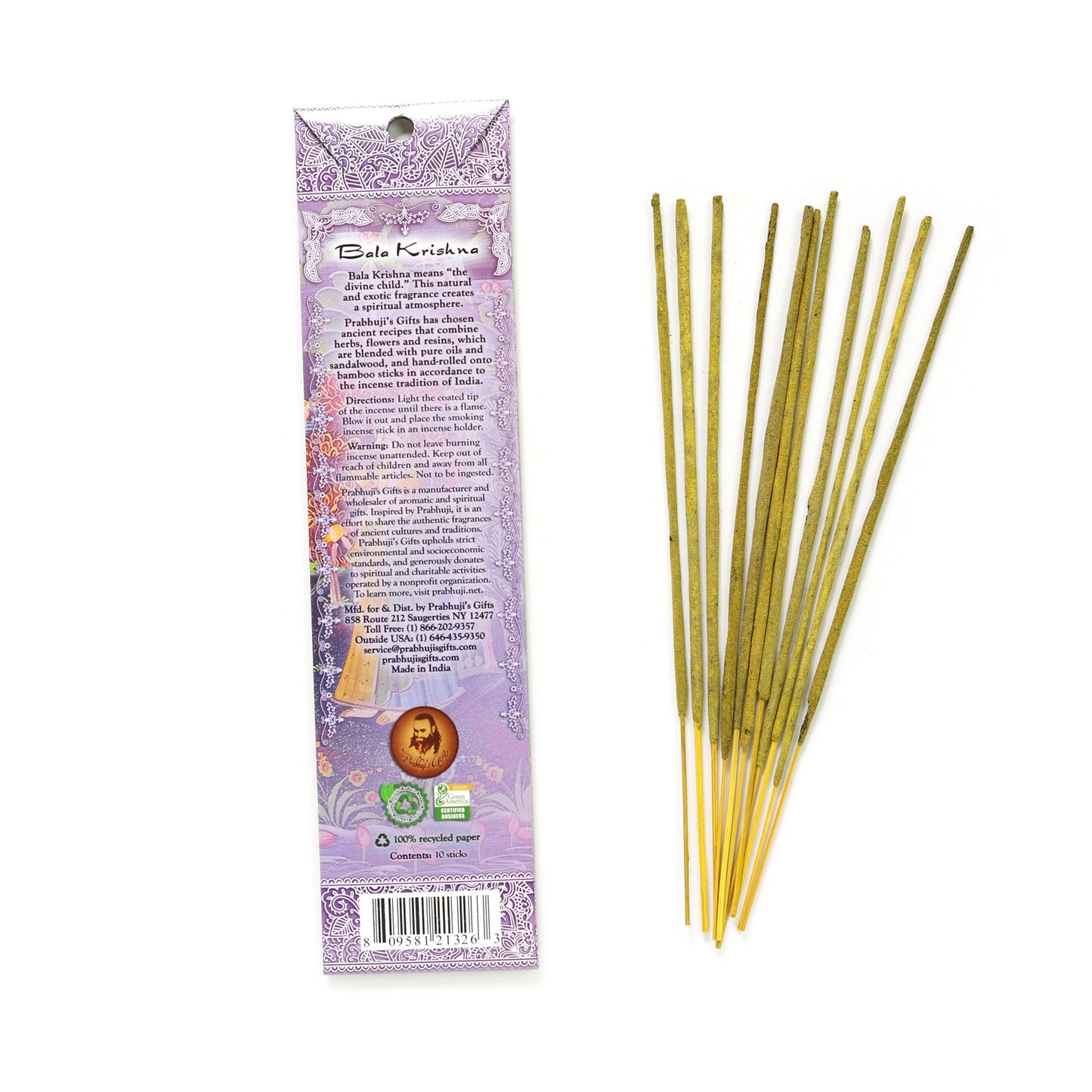 Prabhuji Incense Sticks Bala Krishna - Saffron and Frankincense