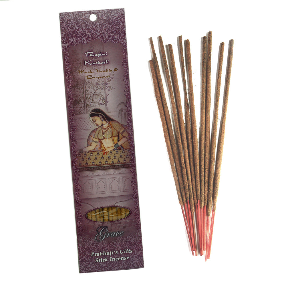 Incense Sticks Ragini Kachaili - Musk, Vanilla, and Bergamot - Grace - Wholesale and Retail Prabhuji's Gifts