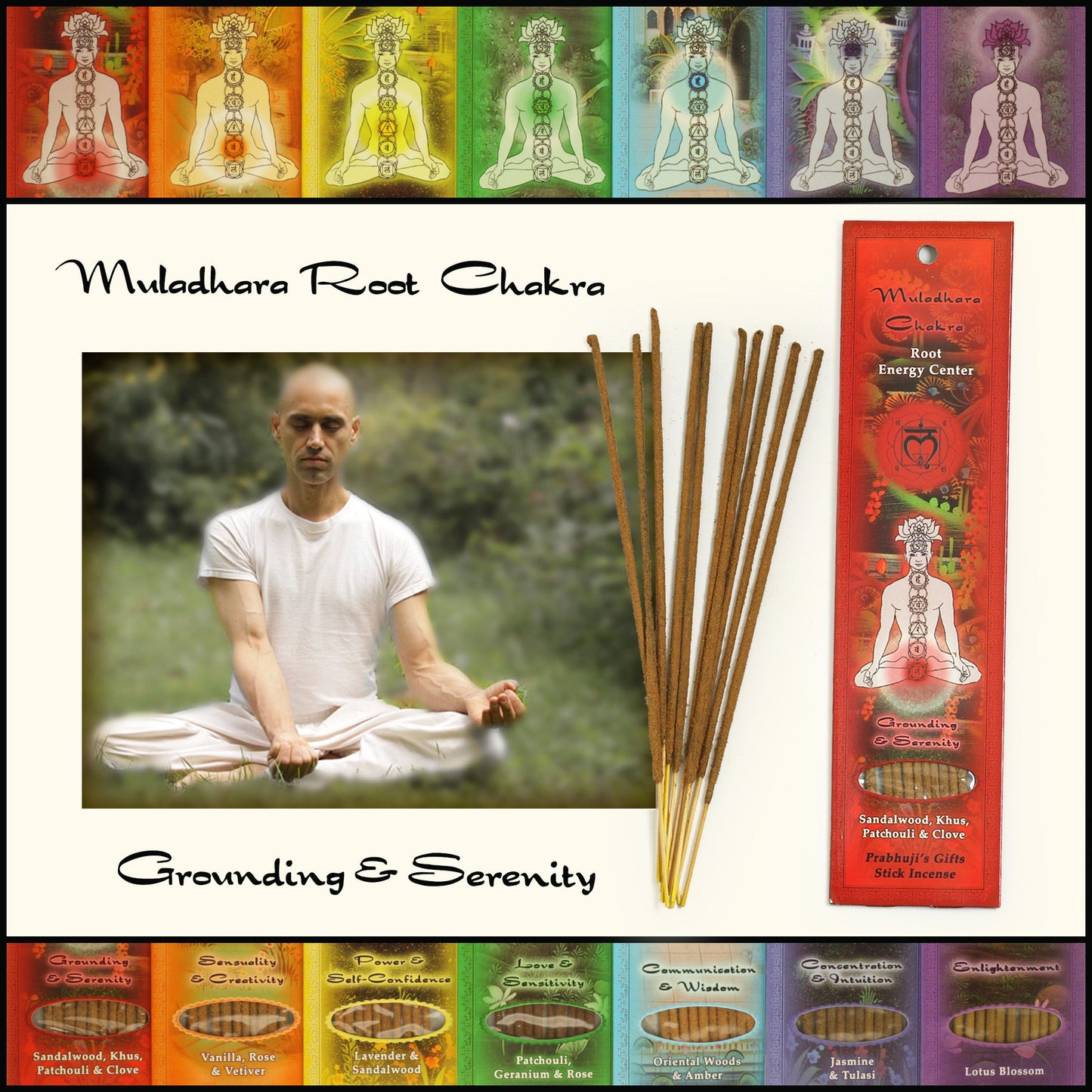 Prabhuji Incense Sticks Root Chakra Muladhara - Grounding and Serenity