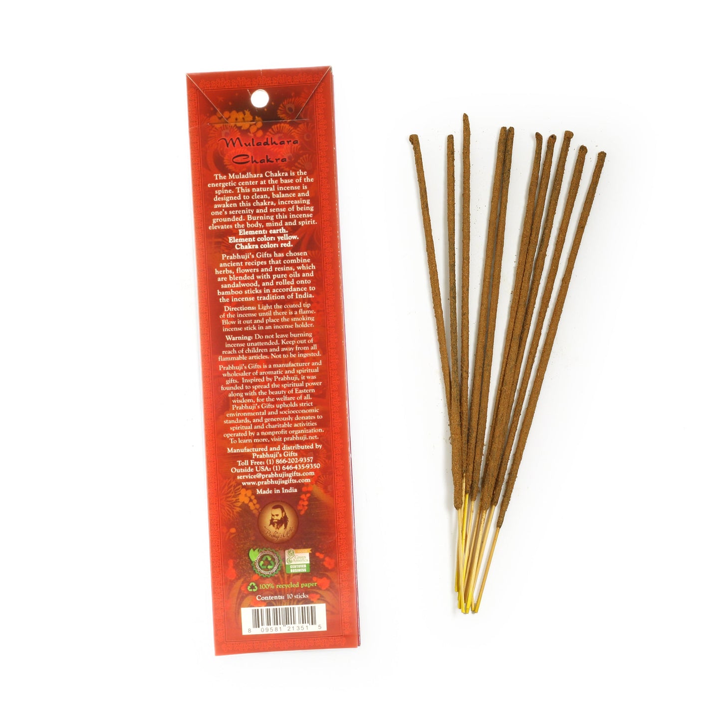 Prabhuji Incense Sticks Root Chakra Muladhara - Grounding and Serenity