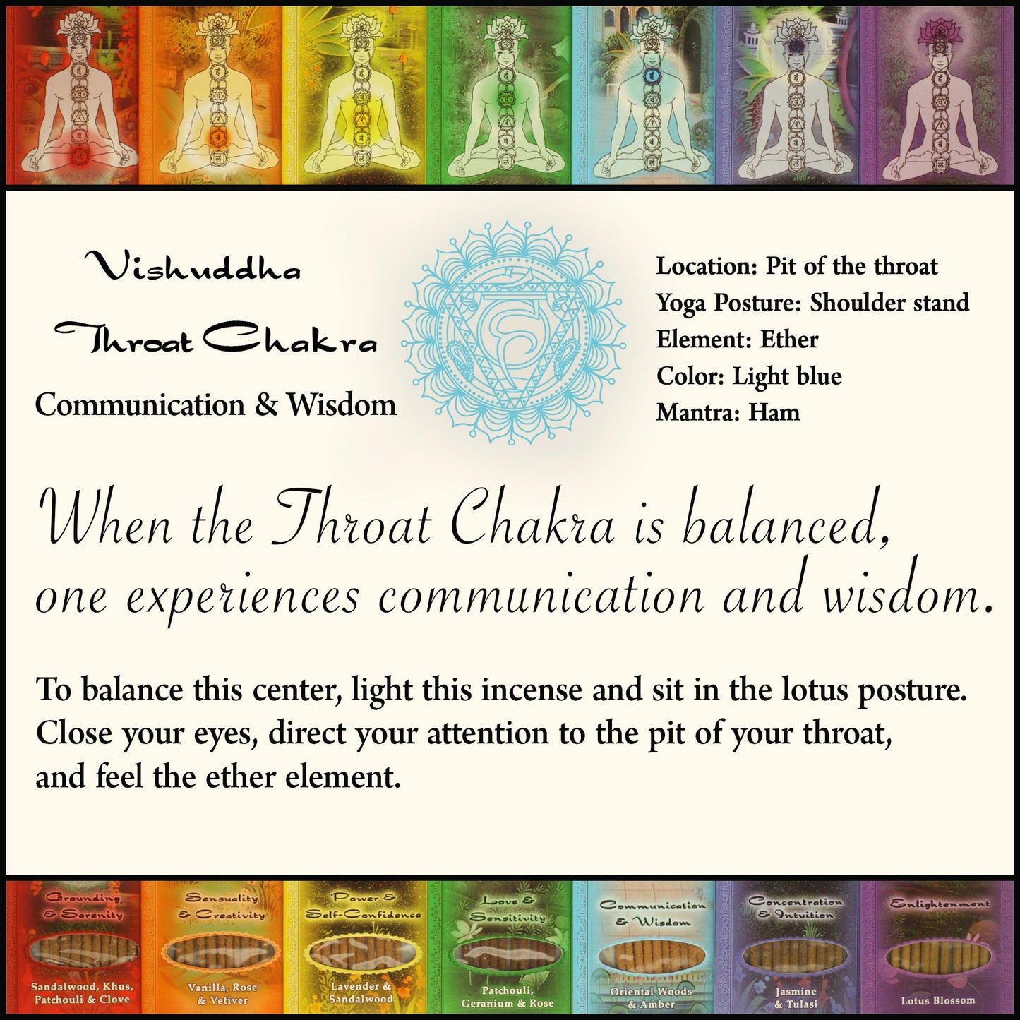 Prabhuji Incense Sticks Throat Chakra Vishuddha - Communication and Wisdom