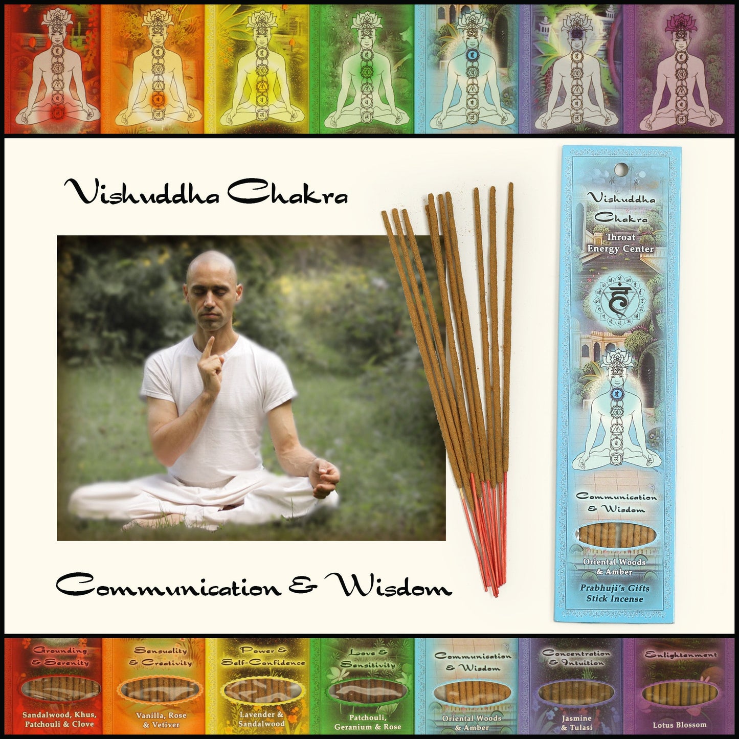 Prabhuji Incense Sticks Throat Chakra Vishuddha - Communication and Wisdom