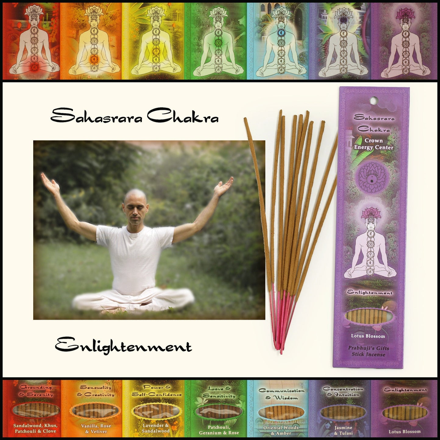 Prabhuji Incense Sticks Crown Chakra Sahasrara - Enlightenment