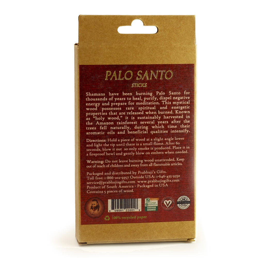 Palo Santo Raw Incense Wood - Standard - 5 Sticks - Wholesale and Retail Prabhuji's Gifts