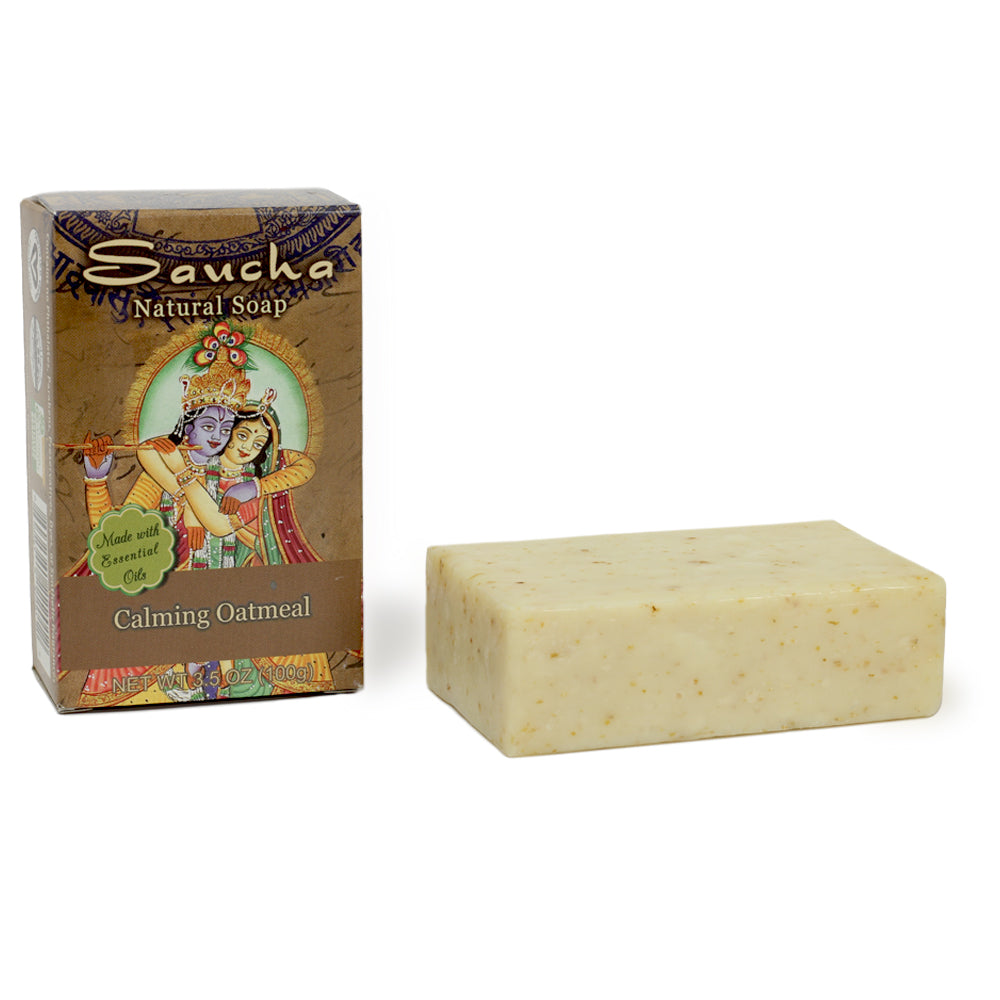 Soap Bar Saucha - Natural Calming Oatmeal - 3.5 oz (100g) - Wholesale and Retail Prabhuji's Gifts