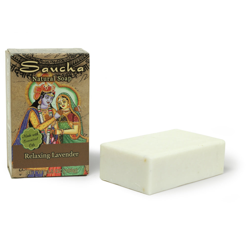 Soap Bar Saucha - Natural Relaxing Lavender - 3.5 oz (100g) - Wholesale and Retail Prabhuji's Gifts