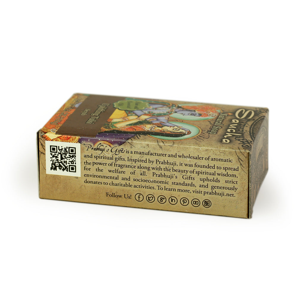 Soap Bar Saucha - Natural Uplifting Tulsi Scrub - 3.5 oz (100g) - Wholesale and Retail Prabhuji's Gifts