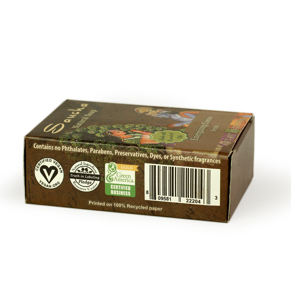 Soap Bar Saucha - Natural Energizing Cocoa Scrub - 3.5 oz (100g) - Wholesale and Retail Prabhuji's Gifts