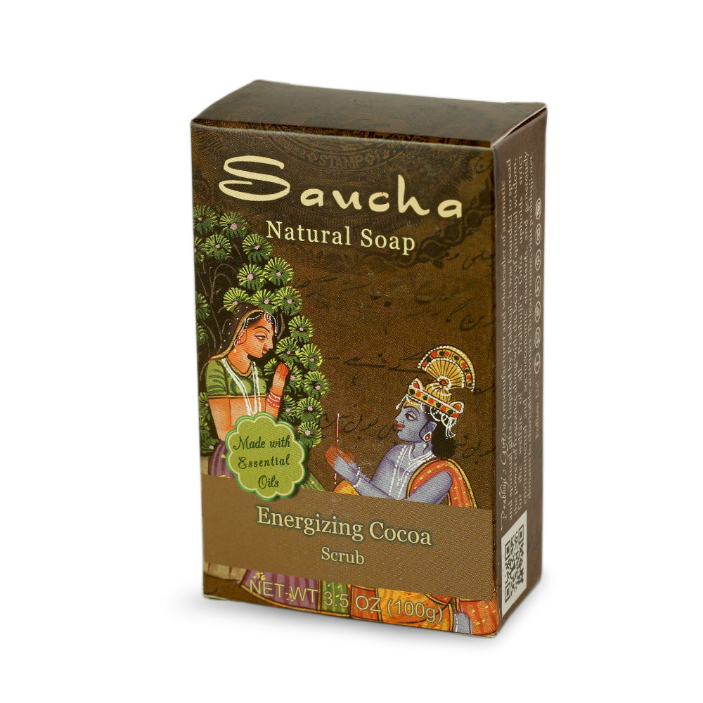 Soap Bar Saucha - Natural Energizing Cocoa Scrub - 3.5 oz (100g) - Wholesale and Retail Prabhuji's Gifts