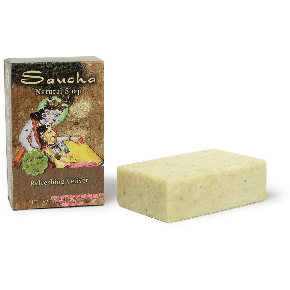 Soap Bar Saucha - Natural Refreshing Vetiver - 3.5 oz (100g) - Wholesale and Retail Prabhuji's Gifts