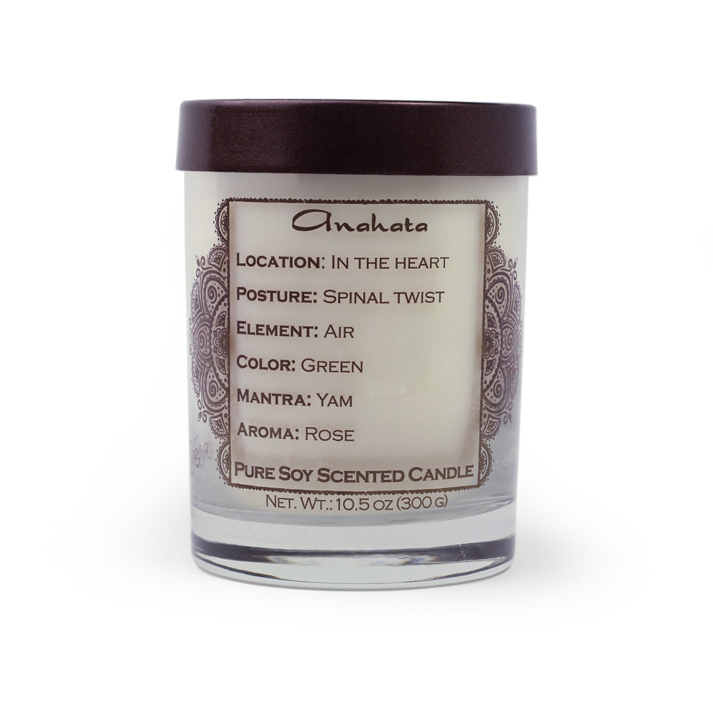 Soy Candle for Chakra Meditation Scented with Essential Oils | Heart Chakra Anahata | Wild Rose | Love and Sensitivity - 10.5oz - Wholesale and Retail Prabhuji's Gifts