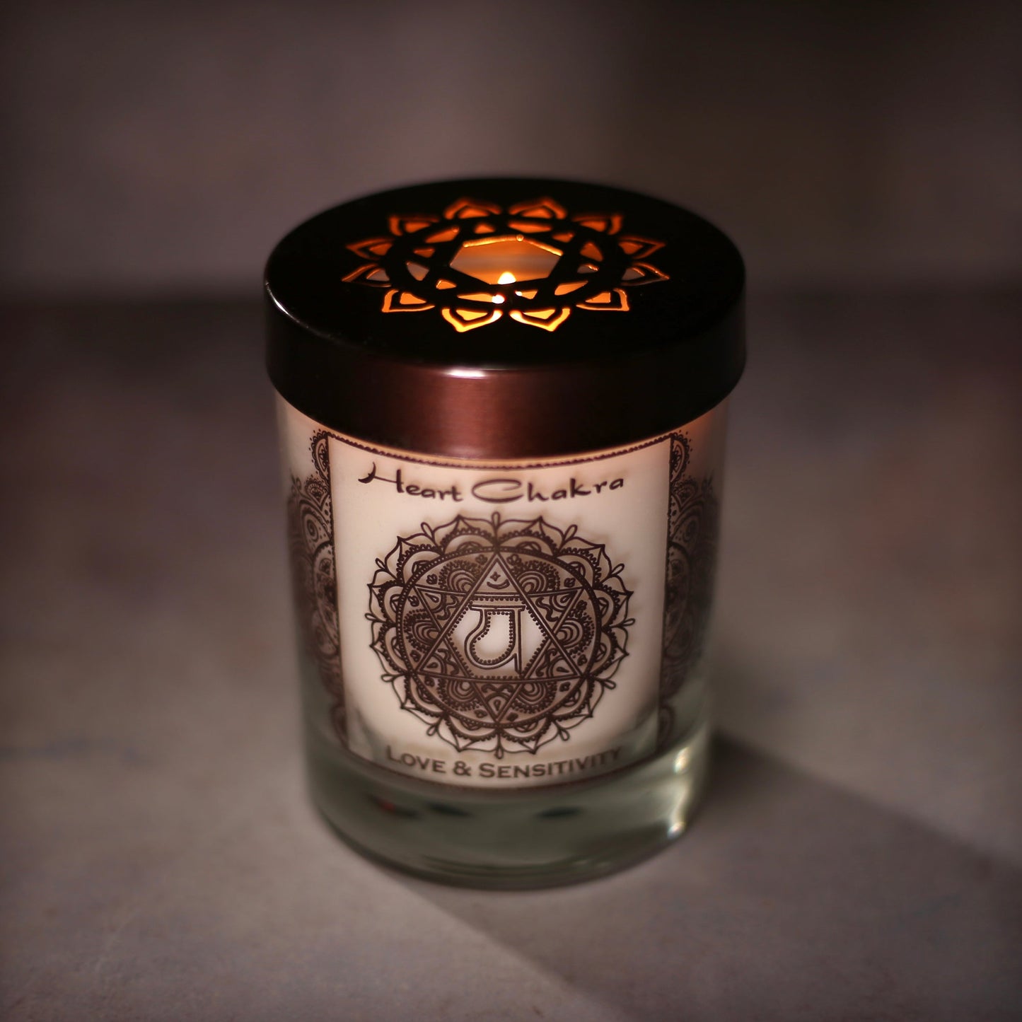Prabhuji Heart Chakra Anahata | Soy Candle for Chakra Meditation Scented with Essential Oils | Wild Rose | Love and Sensitivity - 10.5oz