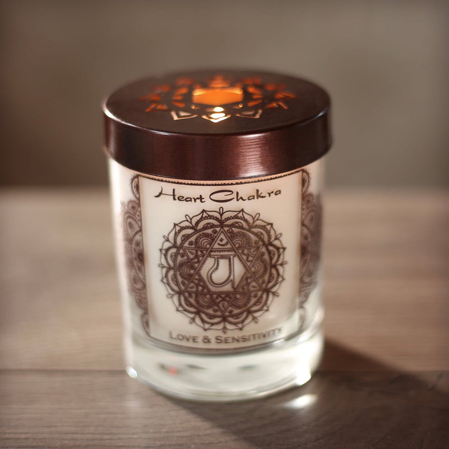 Prabhuji Heart Chakra Anahata | Soy Candle for Chakra Meditation Scented with Essential Oils | Wild Rose | Love and Sensitivity - 10.5oz