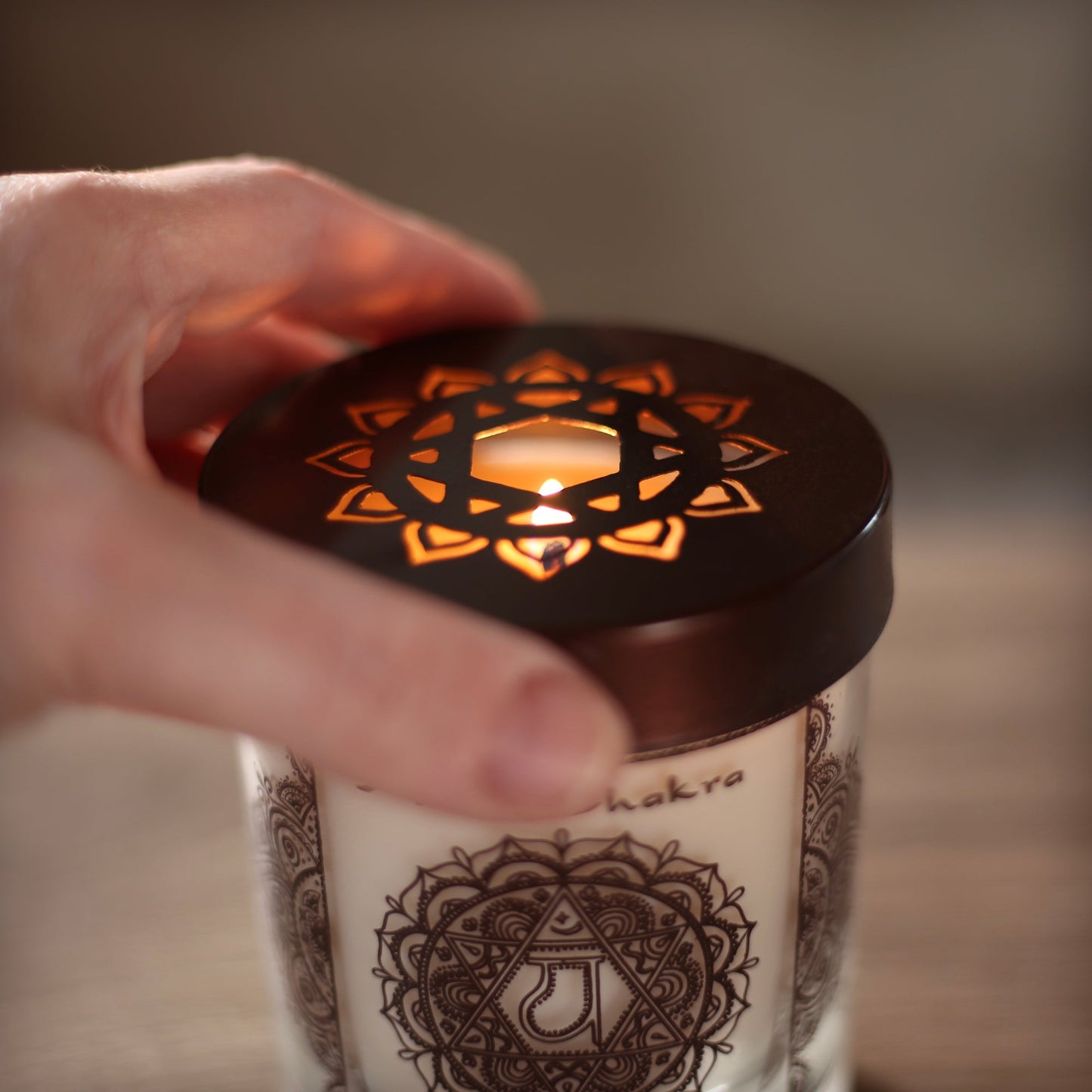 Prabhuji Heart Chakra Anahata | Soy Candle for Chakra Meditation Scented with Essential Oils | Wild Rose | Love and Sensitivity - 10.5oz