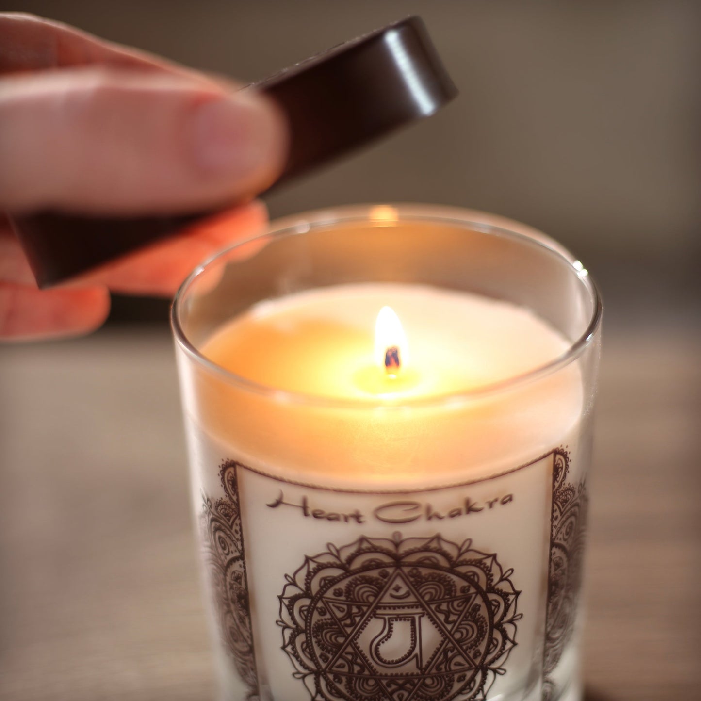 Prabhuji Heart Chakra Anahata | Soy Candle for Chakra Meditation Scented with Essential Oils | Wild Rose | Love and Sensitivity - 10.5oz