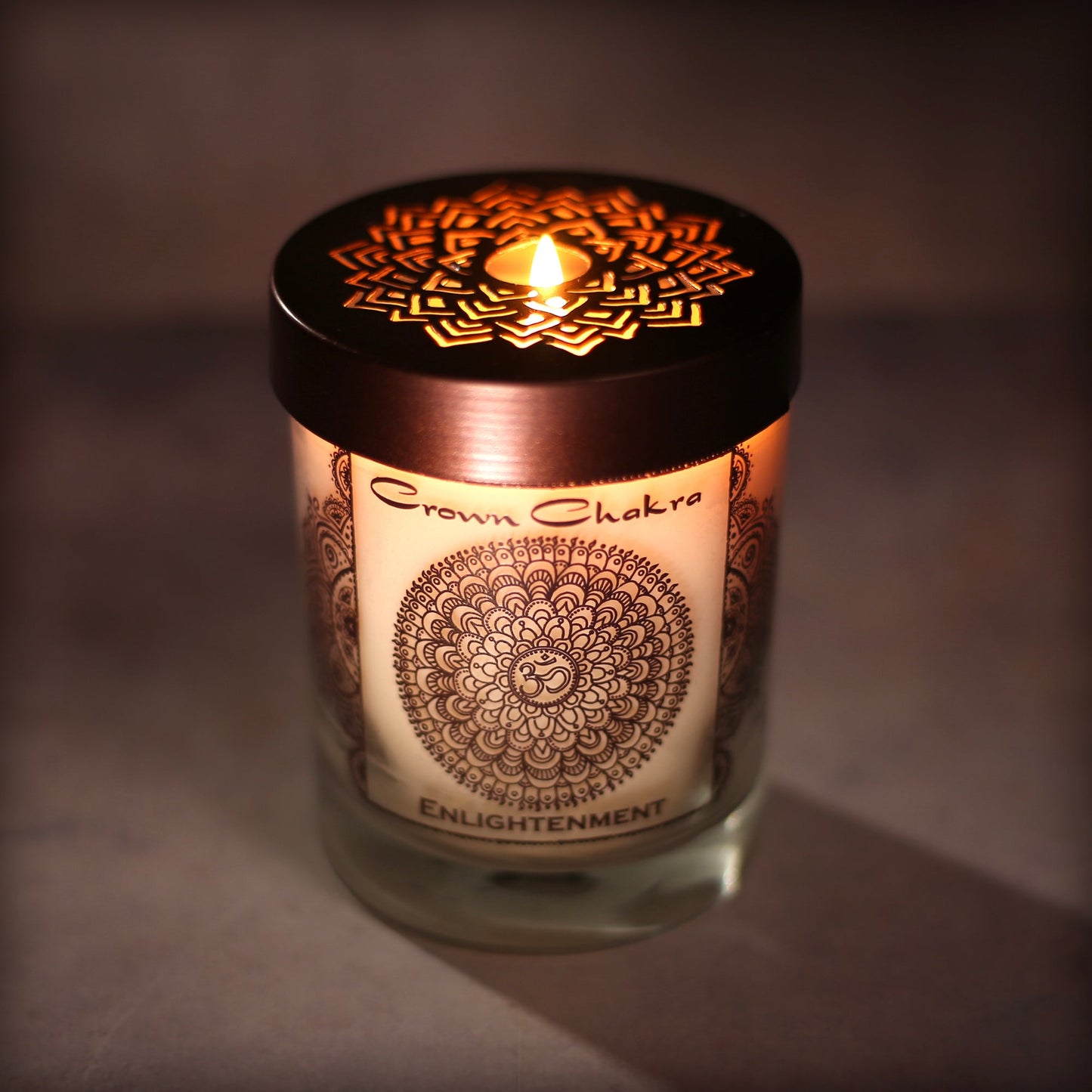 Prabhuji Crown Chakra Sahasrara | Soy Candle for Chakra Meditation Scented with Essential Oils | Lotus Flower | Enlightenment - 10.5oz
