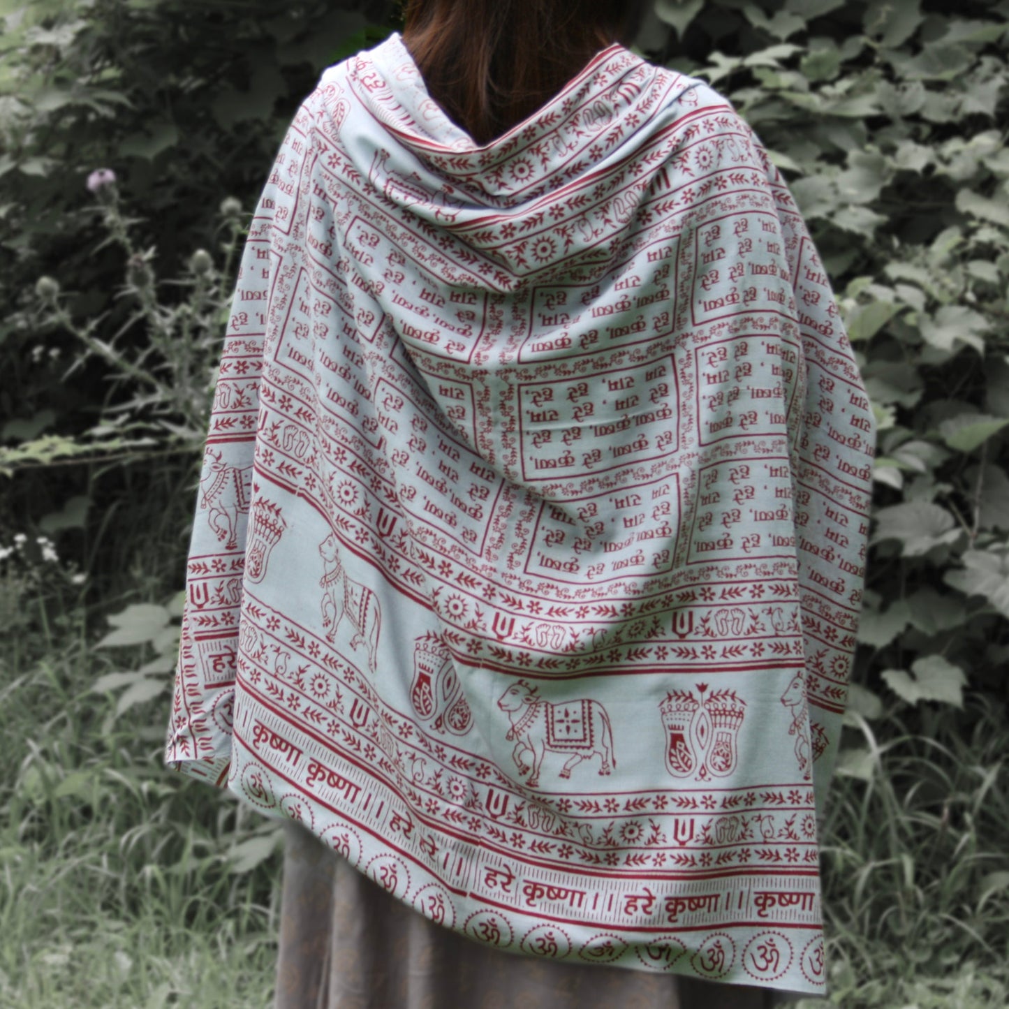 Prabhuji Meditation Yoga Prayer Shawl - Maha Mantra - Grey Large