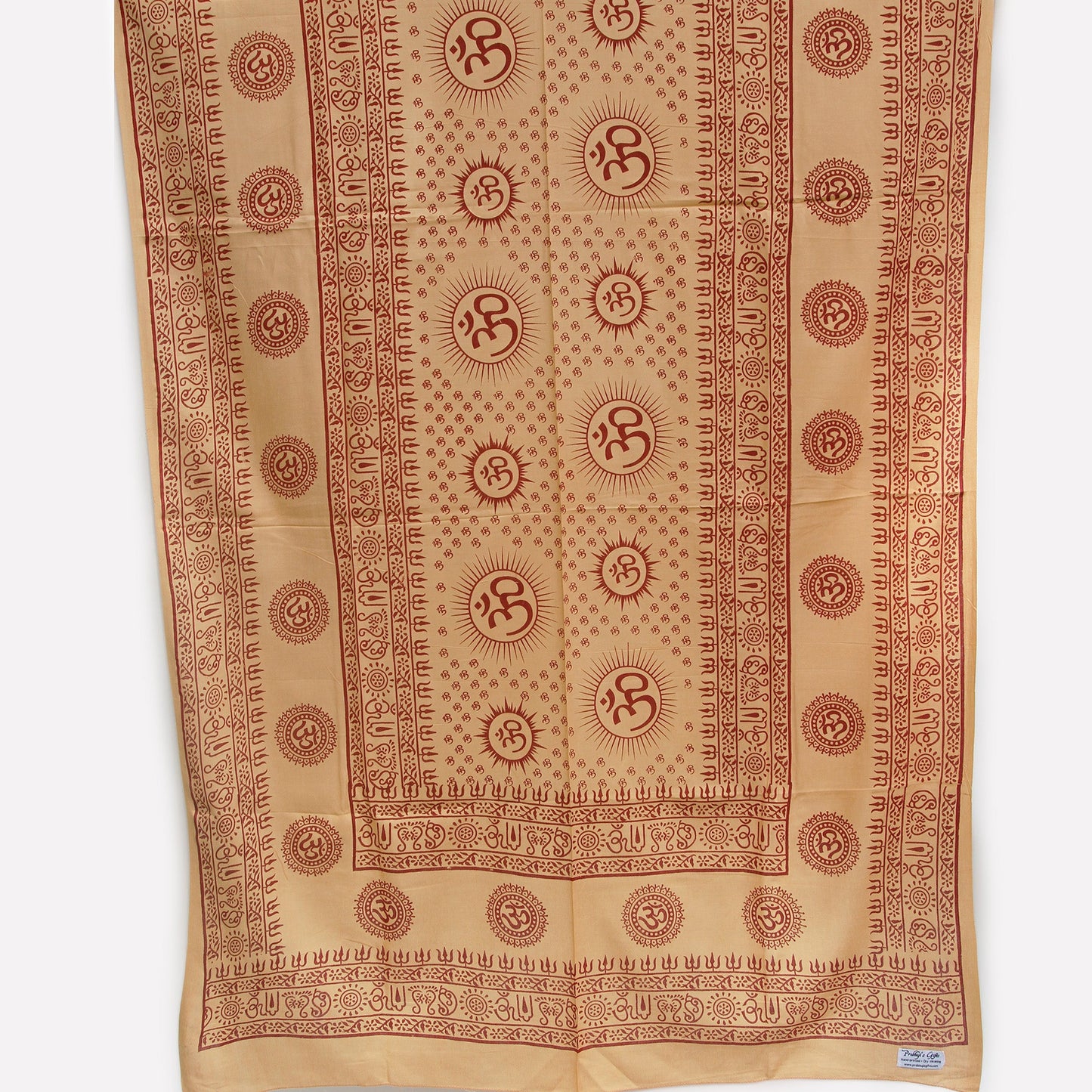 Prabhuji Meditation Yoga Prayer Shawl - Mantra Om - Peach Large