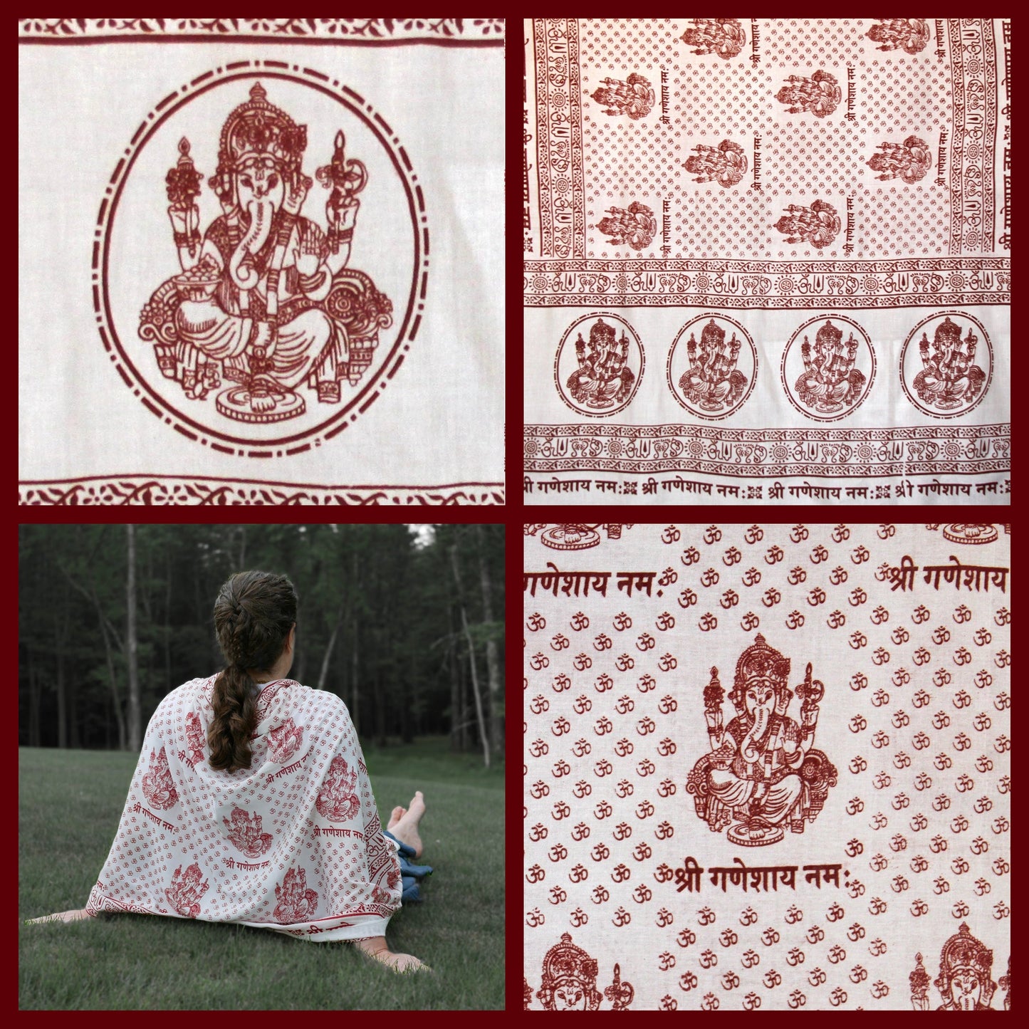 Prabhuji Meditation Yoga Prayer Shawl - Ganesh - White Large