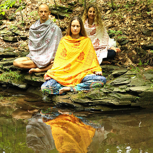 Meditation Yoga Prayer Shawl - Ganesh - Yellow Large - Wholesale and Retail Prabhuji's Gifts