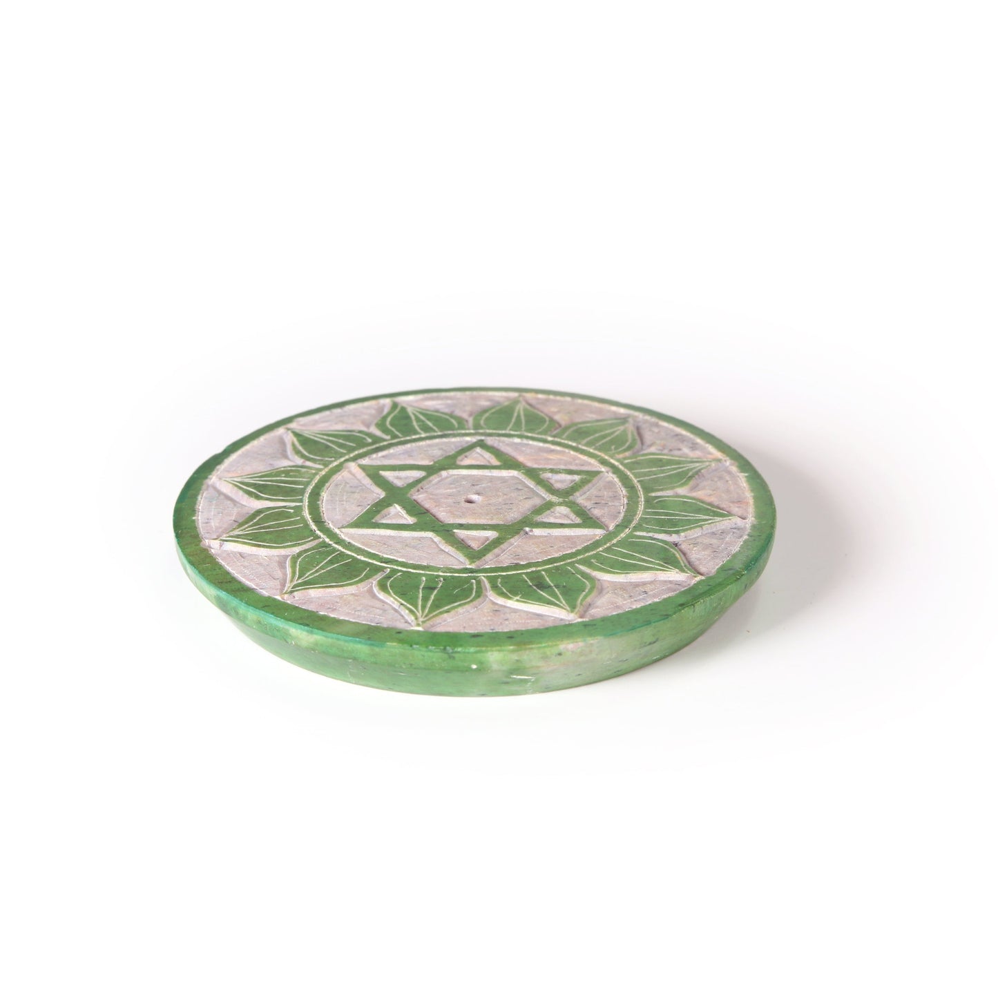 Prabhuji Incense Burner - Soapstone Plate Heart Chakra Anahata 3"