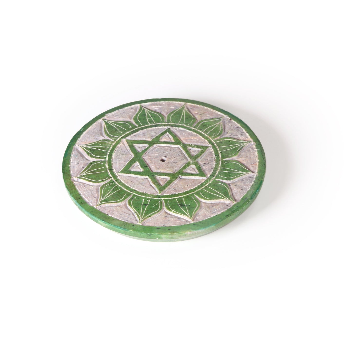 Prabhuji Incense Burner - Soapstone Plate Heart Chakra Anahata 3"