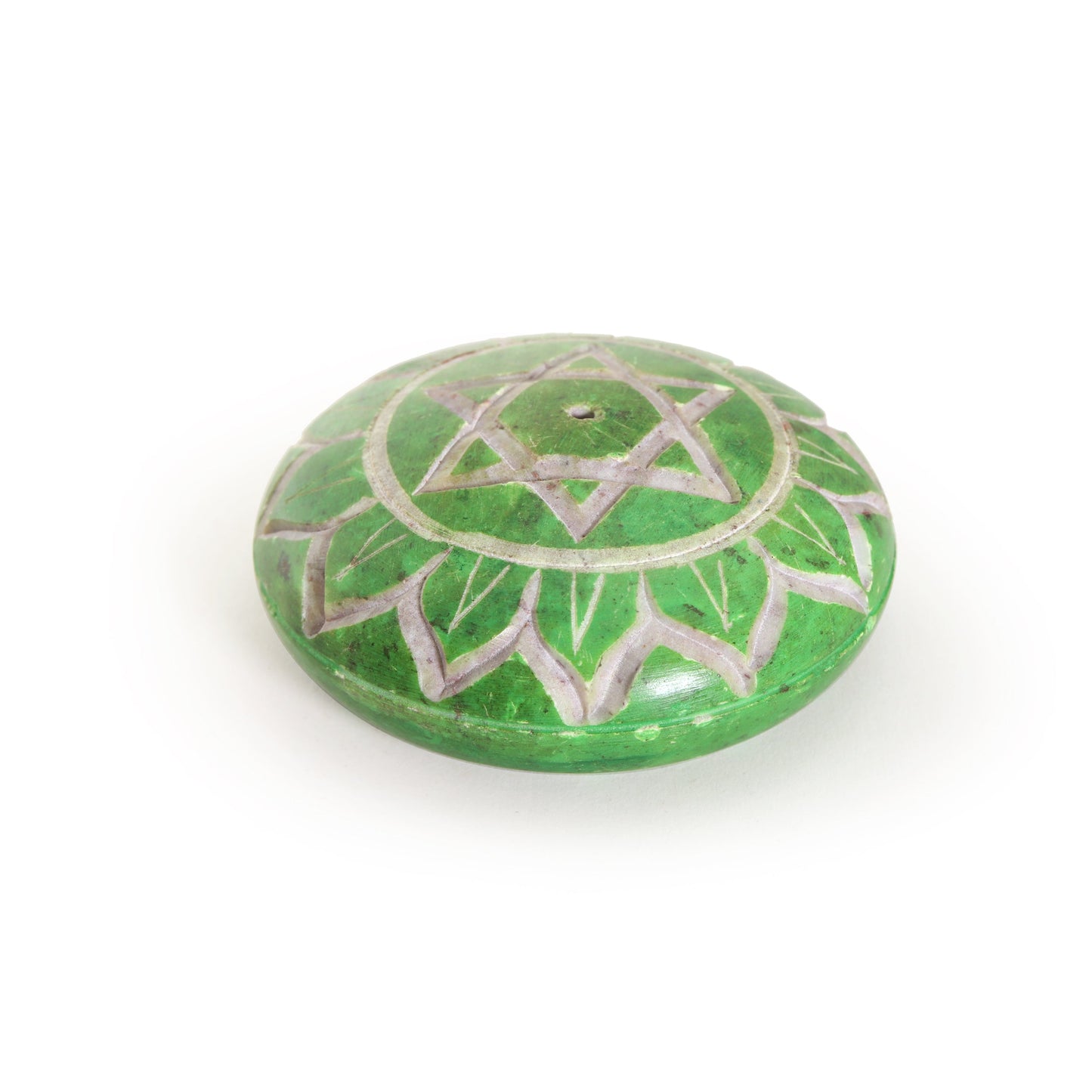 Prabhuji Incense Burner - Soapstone Pebble Heart Chakra Anahata 2.5"