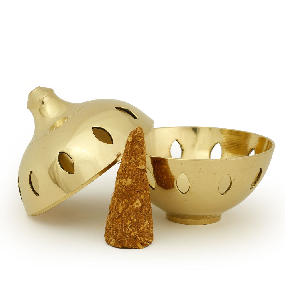 Burner - Brass Burner, Clear Ball 3.25"Hx3"D - Wholesale and Retail Prabhuji's Gifts