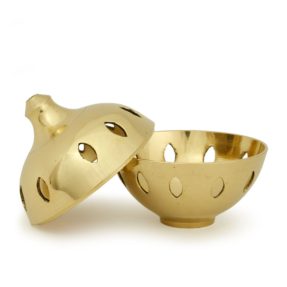 Burner - Brass Burner, Clear Ball 3.25"Hx3"D - Wholesale and Retail Prabhuji's Gifts