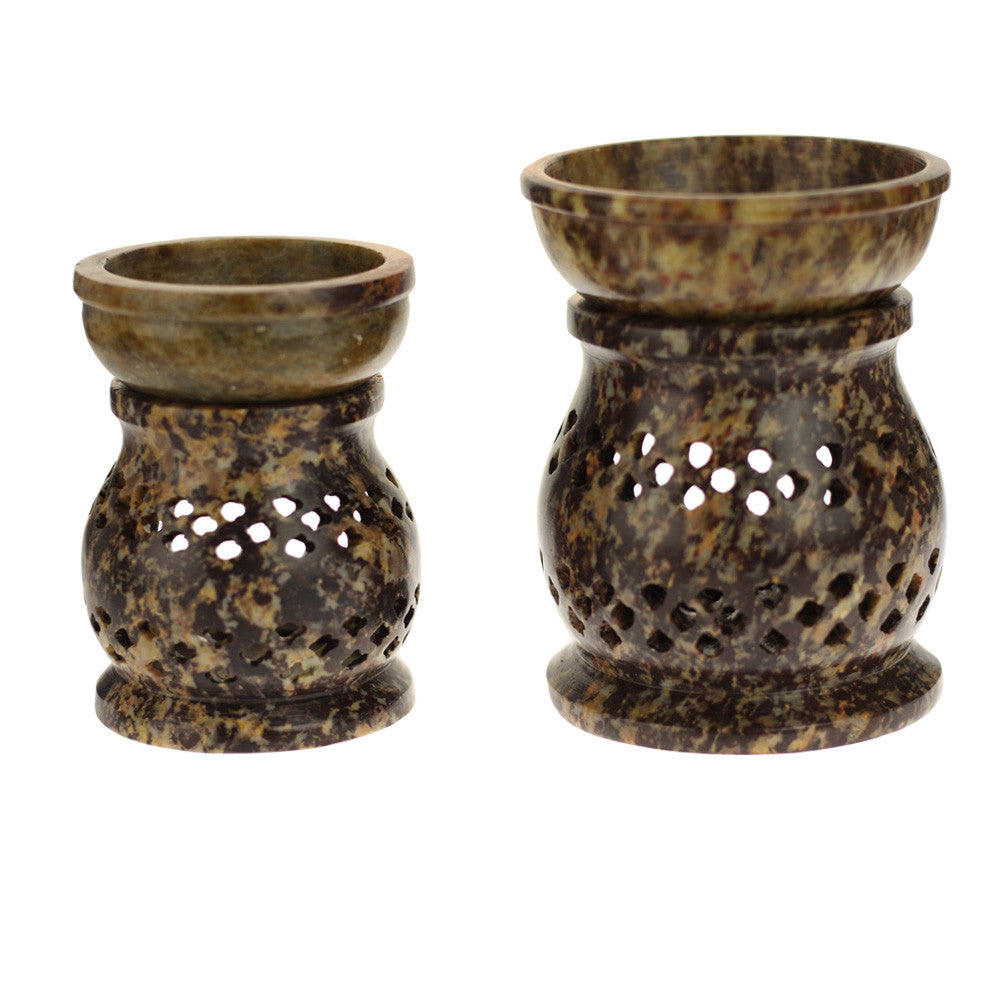 Oil Diffuser - Natural Soapstone Oil Burner Jali 4" - Wholesale and Retail Prabhuji's Gifts