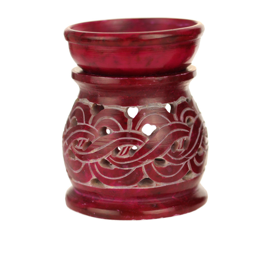 Oil Diffuser - Red Soapstone Oil Burner Carved 3.25" - Wholesale and Retail Prabhuji's Gifts
