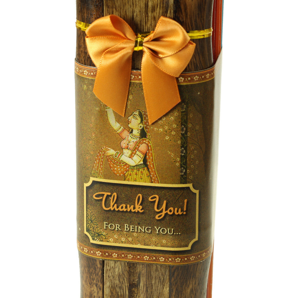 Incense Gift Set - Bamboo Burner + 7 Chakras Incense Stick & Greeting: Thank you for being you - Wholesale and Retail Prabhuji's Gifts