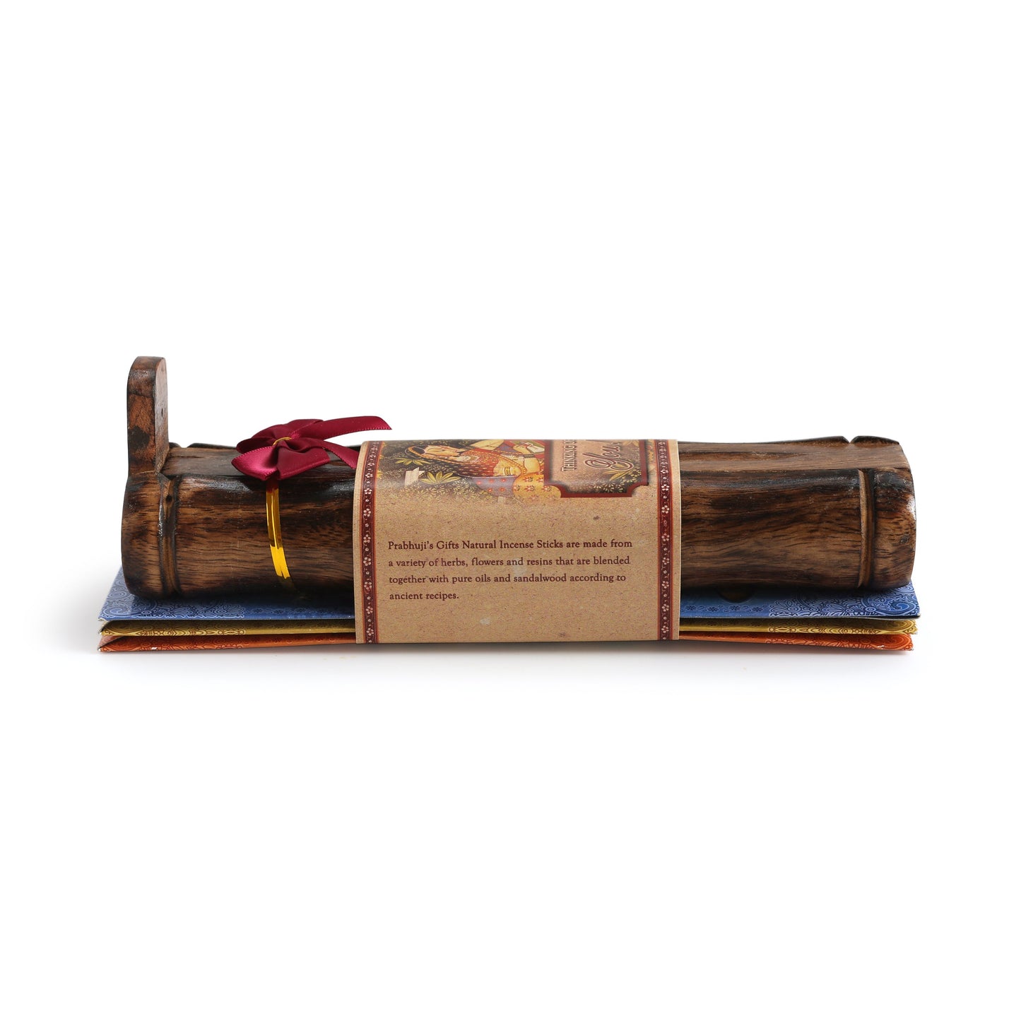 Prabhuji Incense Gift Set - Bamboo Burner + 3 Meditation Incense Stick & Greeting - Thinking of you