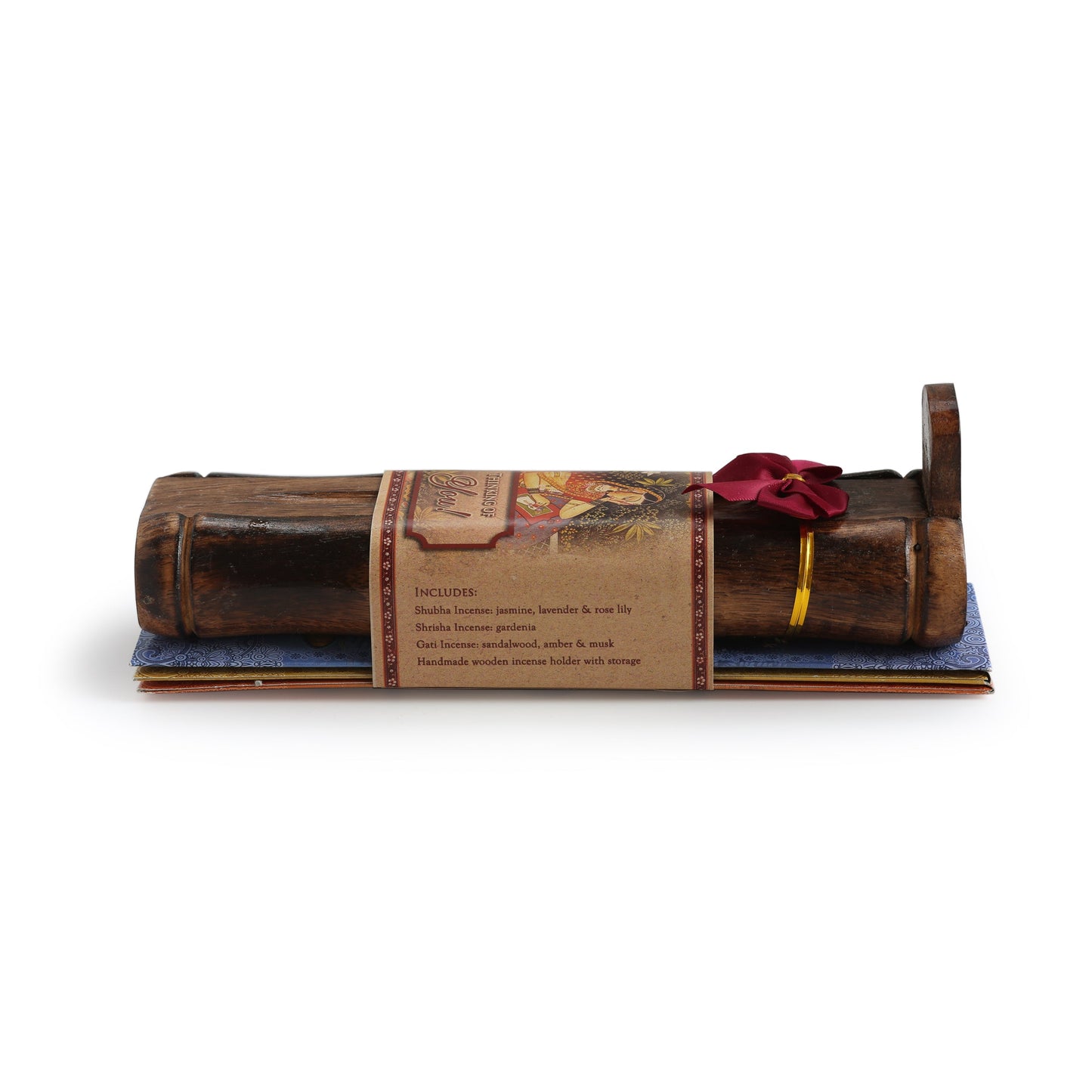 Prabhuji Incense Gift Set - Bamboo Burner + 3 Meditation Incense Stick & Greeting - Thinking of you