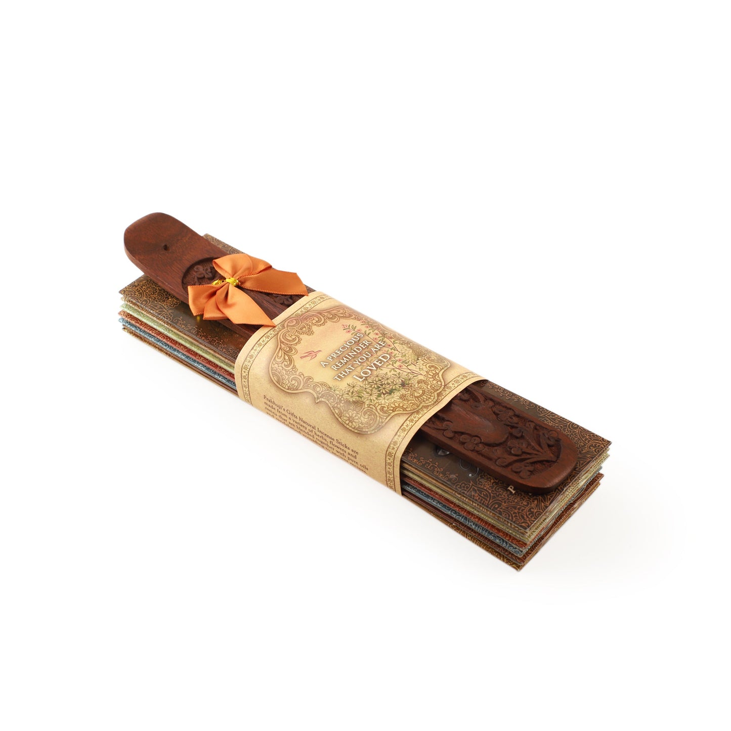 Prabhuji's Gifts - Incense Gift Set - Flat Burner + 7 Harmony Incense Stick & greeting A Precious Reminder that You are Loved