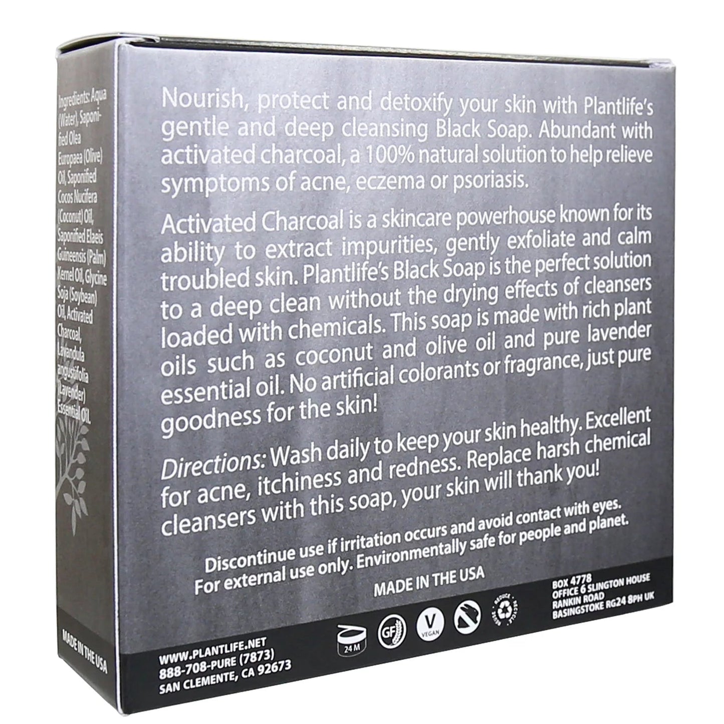 Black Bar Soap with Activated Charcoal - Single - Tree Spirit Wellness