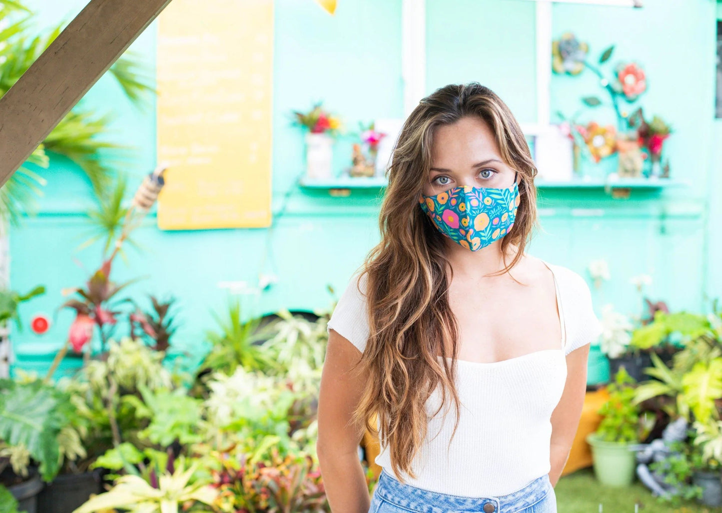 Case of 8~100% GOTS Certified Organic Cotton Face Mask in Dark BloomPrint - Tree Spirit Wellness