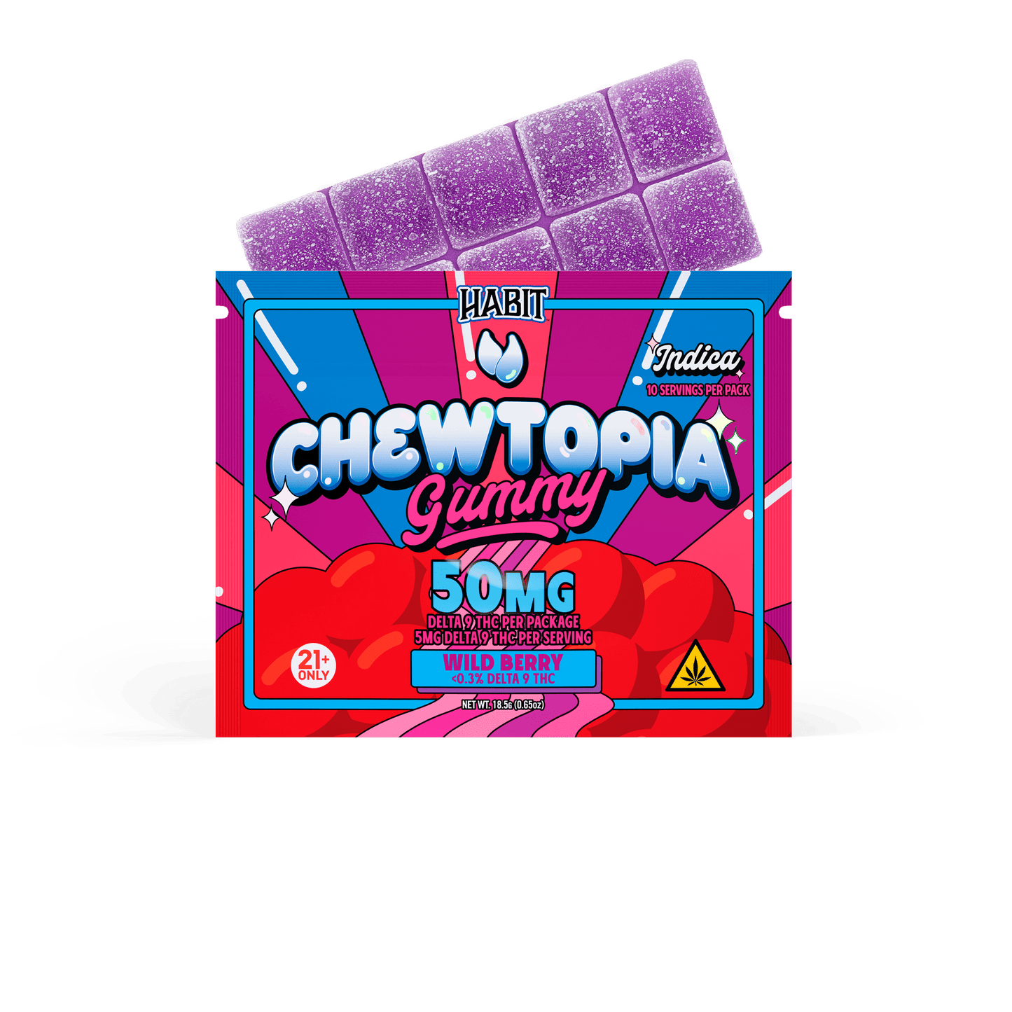 CHEWTOPIA DELTA 9 GUMMIES - Wild Berry (Indica) (12 Pk) - Tree Spirit Wellness