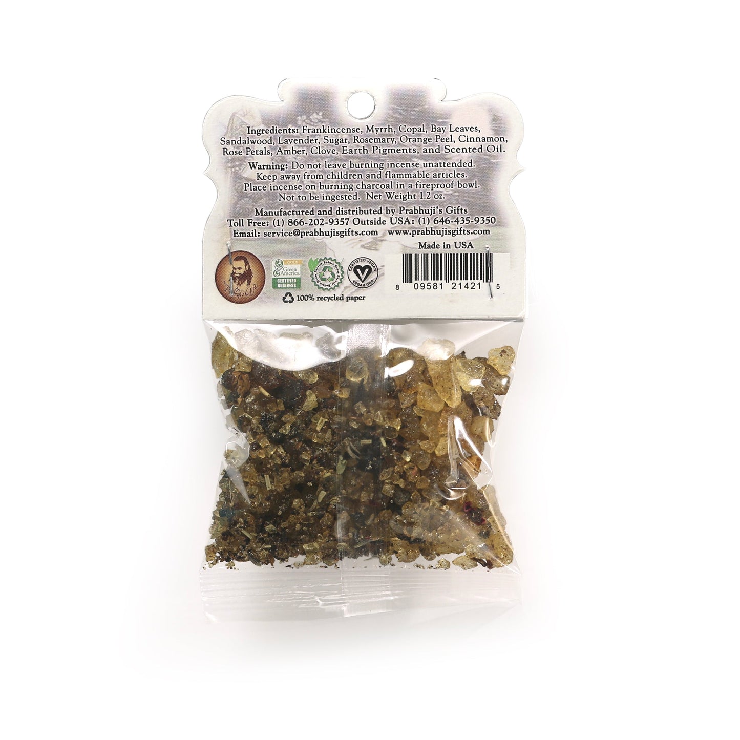 Prabhuji Resin Incense Dhanvantari - Health and Healing - 1.2oz bag