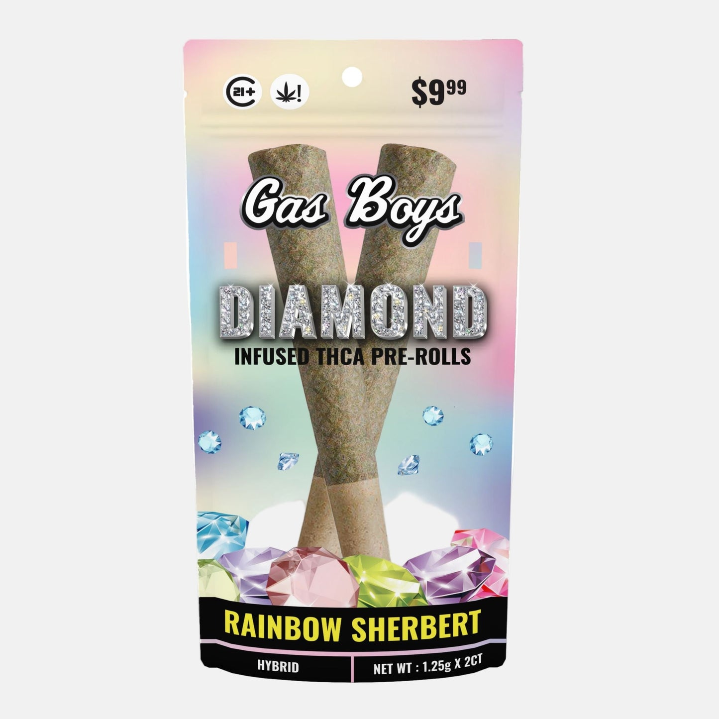 DIAMOND INFUSED THCA PRE - ROL RAINBOW SHERBERT - Hybrid (10ct Per Display) - Tree Spirit Wellness