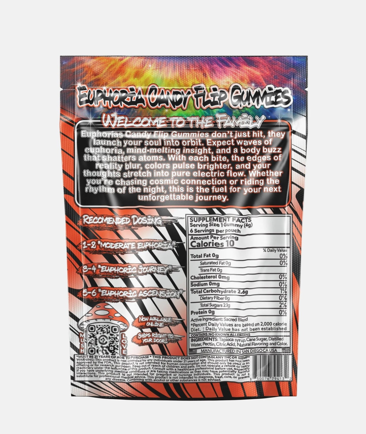 Euphoria Gummies – Orange Sherbert 6ct - (Box of 10) - Tree Spirit Wellness