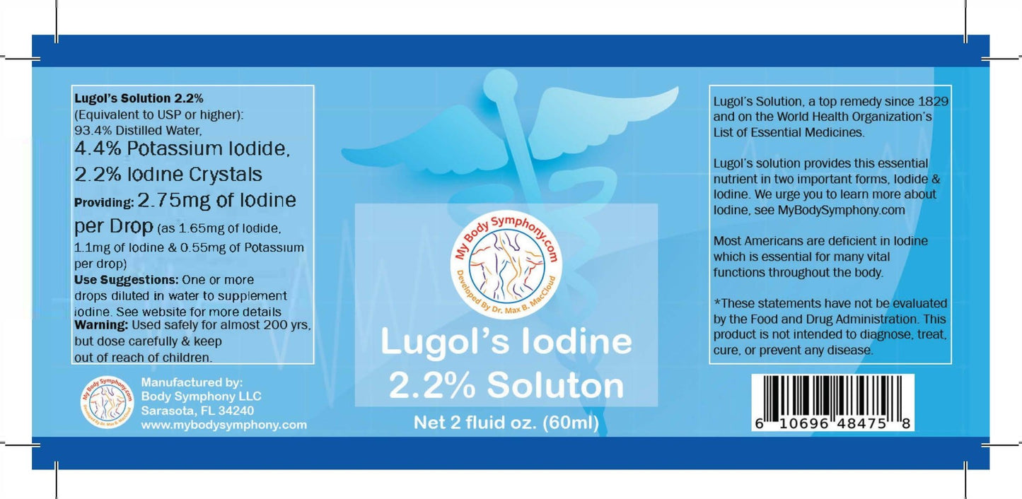 Lugol's Iodine Solution 2.2% (60ml dropper bottle) - Tree Spirit Wellness