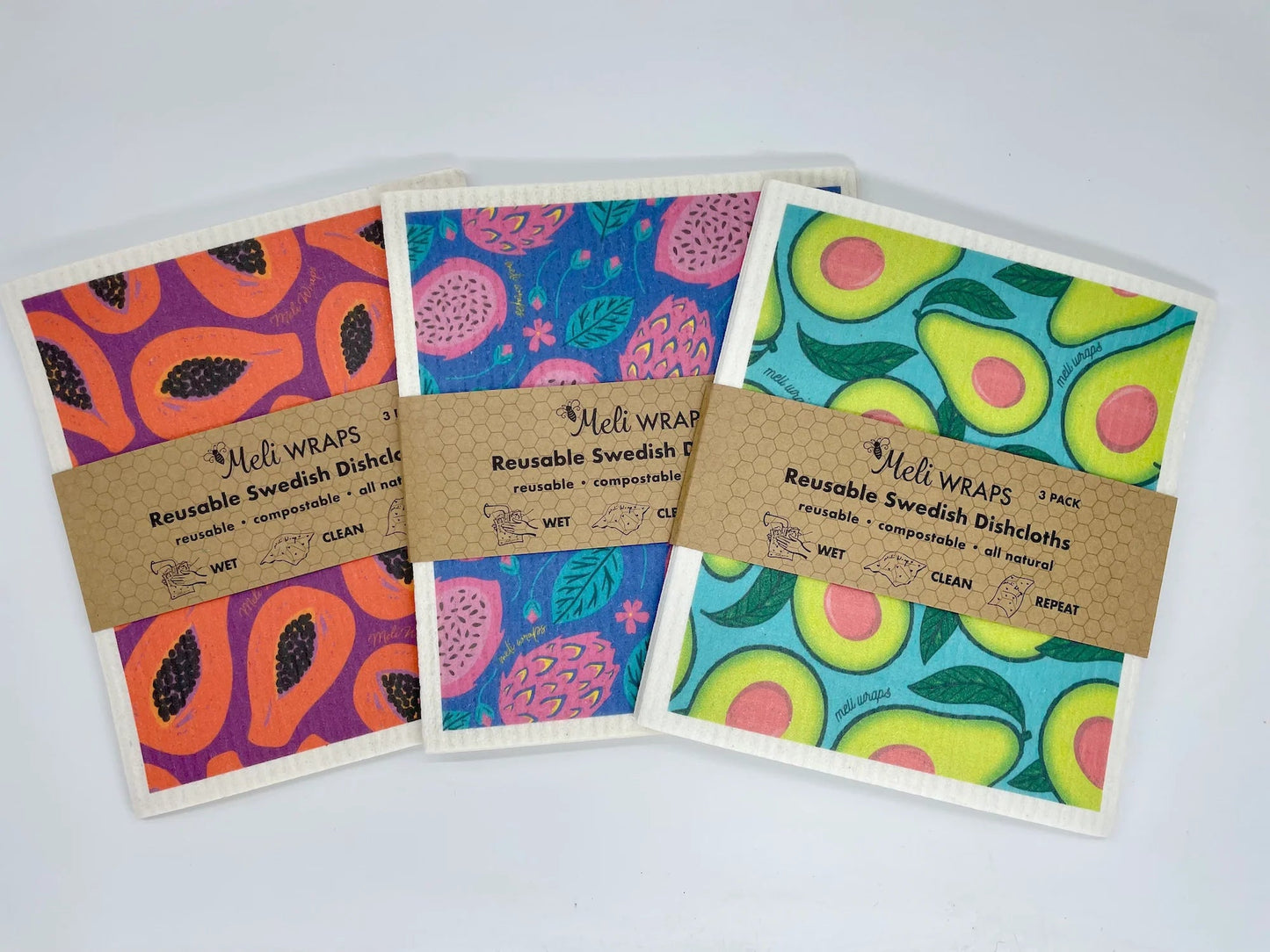 Papaya - Swedish Dish Cloth Sets - Tree Spirit Wellness