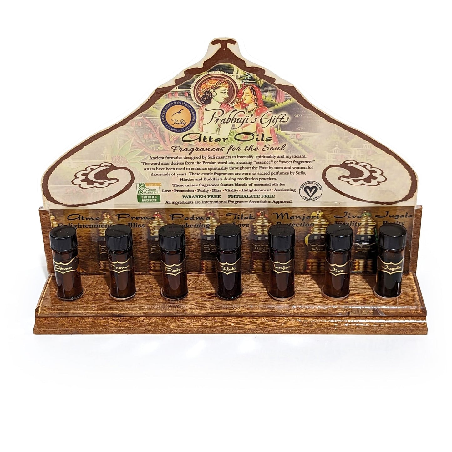 Prabhuji Display Rack - Attar Oils Tester and 28 Tassel Bottles - Tree Spirit Wellness