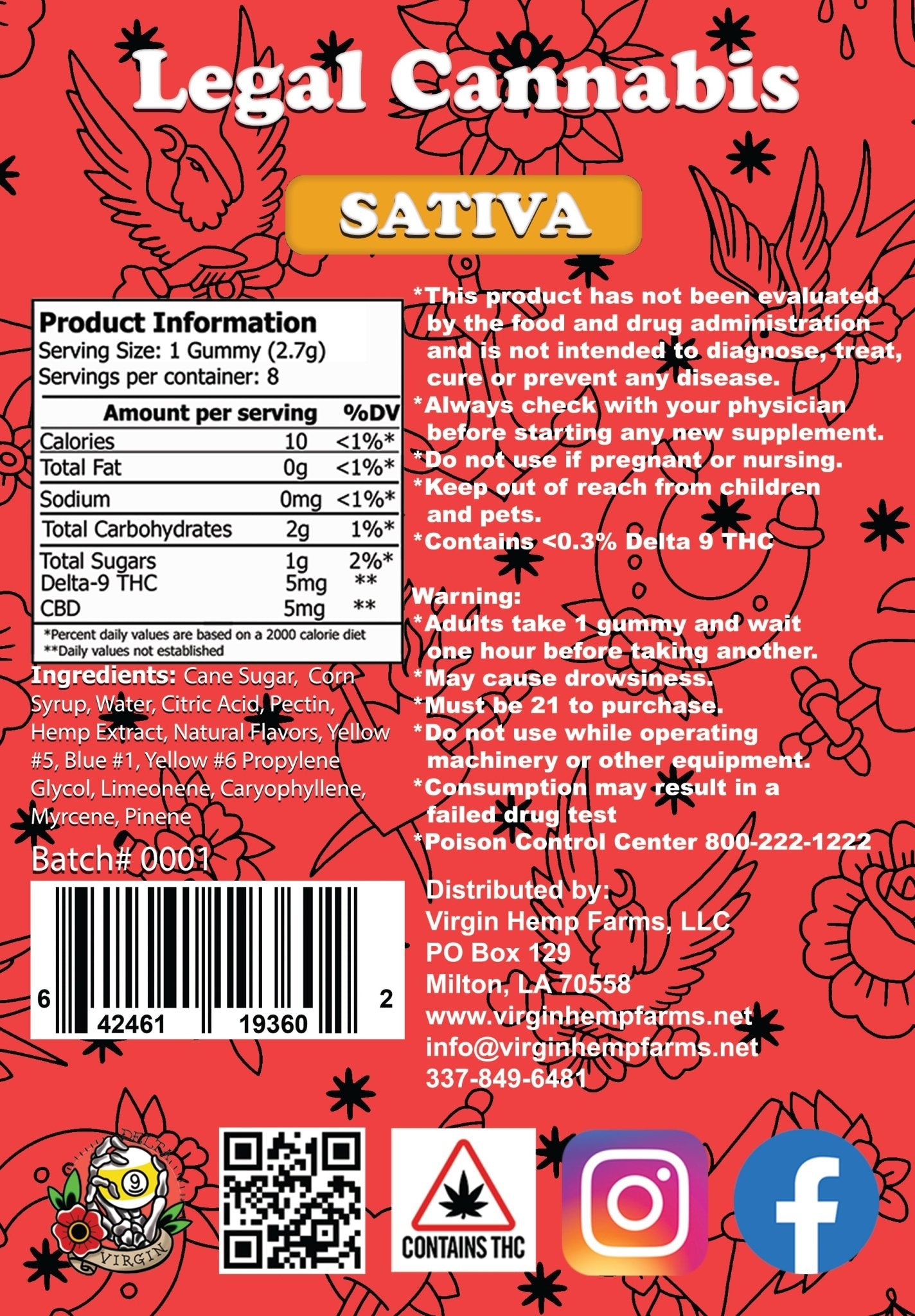 Strawberry Cough 5mg D9/CBD 8 ct. Sativa (Box of 10) - Tree Spirit Wellness