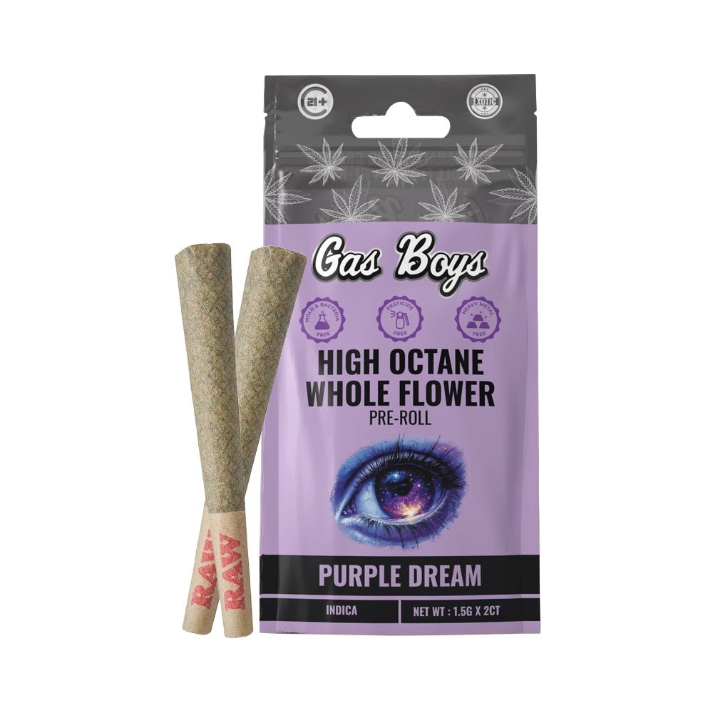 THCA Whole Flower PRE - ROLL Purple Dream Display Box - Indica(10ct pouches) - Tree Spirit Wellness