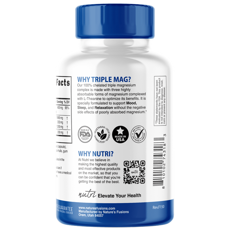 Triple Magnesium with L - Theanine 400/200 mg 120ct - Tree Spirit Wellness