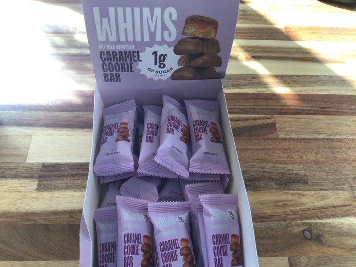 Whims Delights Oat Milk Chocolate Caramel Cookie Bars - Case of 30/singles - Tree Spirit Wellness