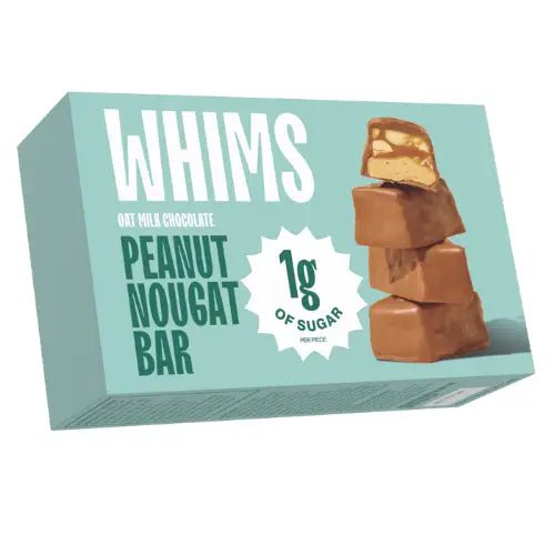 Whims Delights Oat Milk Chocolate Peanut Nougat Bars - Case of 30/singles - Tree Spirit Wellness